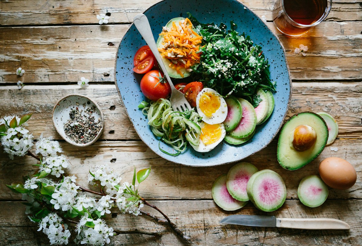 Fresh ingredients arranged for a colorful meal